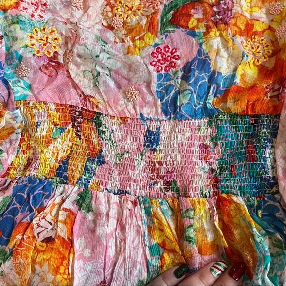 Anthropologie Bhanuni by Joyti embroidered ruffle sleeve beaded top - Picture 6 of 15